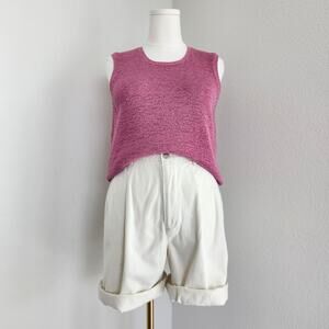 Vintage 90s Pink Loose Knit Sleeveless Tank Top Crewneck Longline Pendleton M L